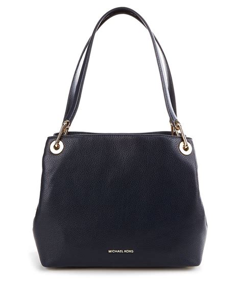 michael michael kors silver-tone raven large shoulder tote black|Michael Kors raven handbag.